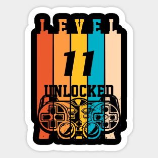 Level 11 Unlocked Video Game 11th Birthday Gamer Boys Sticker